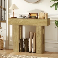 HOMCOM 42 Inch Console Table, Sofa Table Behind the Couch with Thickened Tabletop for Living Room, Hallway, Entrance, Oak(m-11)