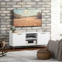 HOMCOM TV Stand with Storage for 55 Inch TV, Modern TV Cabinet with 2 Open Shelves and 2 Cabinets for Living Room, White(m-7)
