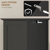 kleankin Modern Bathroom Cabinet, Narrow Bathroom Vanities with Open Shelf Drawer Recessed Doors and Adjustable Shelves Black(m-6)