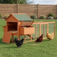 PawHut 136.5" Chicken Coop Wooden Large Chicken House Deluxe Rabbit Hutch Lockable Poultry Hen Cage Backyard with Nesting Box and Run(m-2)