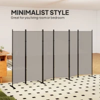 HOMCOM 6 Panel Room Divider, 6 Ft Folding Privacy Screen, Portable Freestanding Partition Wall Divider, Beige(m-7)