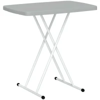 Outsunny Portable Patio Side Table, Height Adjustable Outdoor Side Table, Folding Balcony Table with Metal Frame, Dark Grey(m-11)