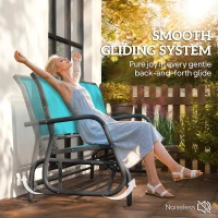 Outsunny 3-Seat Outdoor Glider Chair, Patio Rocking Chair, Steel Frame, Sling Fabric Seat for Garden, Backyard, Lawn, Blue(m-4)