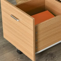 Vinsetto 2 Drawer File Cabinet with Lock and Keys, Mobile Vertical Filing Cabinet with Wheels and Drawers, Home Office Cabinet, Natural(m-11)
