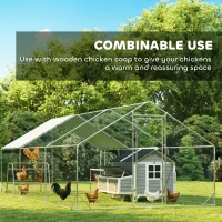 PawHut Large Metal Chicken Coop with Waterproof Cover, Roosting Bar, Nesting Box, 9.8' x 19.7' x 6.4'(m-9)