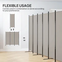 HOMCOM 6 Panel Room Divider, 6 Ft Folding Privacy Screen, Portable Freestanding Partition Wall Divider, Beige(m-6)