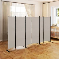 HOMCOM 6 Panel Room Divider, 6 Ft Folding Privacy Screen, Portable Freestanding Partition Wall Divider, Beige(m-10)
