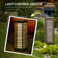 Outsunny Wicker Solar Outdoor Lamp, Decorative Floor Lamp with Auto On/Off LED Lights, IP44 for Patio, Porch, Pathway, Sand(m-6)