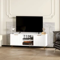 HOMCOM TV Stand with Storage for 55 Inch TV, Modern TV Cabinet with 2 Open Shelves and 2 Cabinets for Living Room, White(m-9)