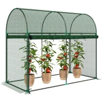 Outsunny Crop Cage, 6' x 3' x 5' Large Plant Protection Tent with Zippered Door, Outdoor Garden Cage, Green(m-11)