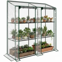 Outsunny Portable Mini Greenhouse Green House with 3 Tier Shelves, Reinforced Cover, Roll-up Doors, 56.3" x 18.1" x 59.4"(m-11)