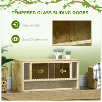 PawHut Wooden Reptile Terrarium with Sliding Door for Chameleon, Lizard, Snake, Frog, Turtle, 31.5" x 15.7" x 15.7"(m-6)