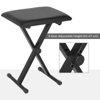 HOMCOM Adjustable Piano Bench, X-Style Folding Piano Stool with Padded Seat, Non-Slip Rubber Feet, Keyboard Chair, Black(m-5)