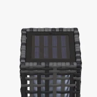 Outsunny Wicker Solar Outdoor Lamp, Decorative Floor Lamp with Auto On/Off LED Lights, IP44 for Patio, Porch, Pathway, Grey(m-10)