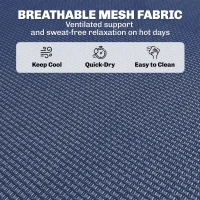 Outsunny 2 Folding Chaise Lounge Pool Chairs with 4-Position Reclining Back, Pillow, Breathable Mesh & Bungee Seat, Dark Blue(m-5)