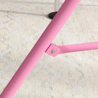 Qaba Kids Gymnastics Bar, Adjustable Height Folding Horizontal Bar with Gymnastics Rings, Non-slip Rubber Floor Rings, Pink(m-10)