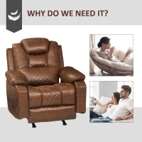 HOMCOM Overstuffed Manual Recliner Chair with Thick Sponge Padded Headrest and Armrest, Rocking Function, for Living Room, Brown(m-7)