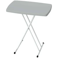 Outsunny Portable Patio Side Table, Height Adjustable Outdoor Side Table, Folding Balcony Table with Metal Frame, Dark Grey(m-2)
