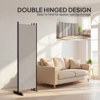 HOMCOM 6 Panel Room Divider, 6 Ft Folding Privacy Screen, Portable Freestanding Partition Wall Divider, Beige(m-4)