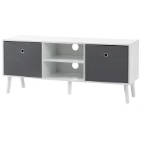 HOMCOM Modern TV Stand Cabinet with Foldable Drawers and Shelves for Living Room, Bedroom, White(m-2)