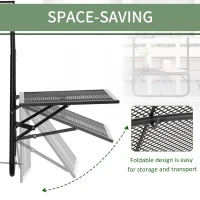 Outsunny Balcony Hanging Table, Metal Wall Mount Desk, Adjustable Folding Balcony Deck Table for Patio and Garden, Black(m-5)