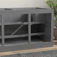 PawHut Extra Large Wooden Hamster Cage with Opening Roof, Hut, Ramps, Gray(m-8)