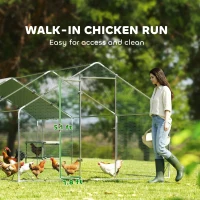 PawHut Large Metal Chicken Coop with Waterproof Cover, Roosting Bar, Nesting Box, 9.8' x 19.7' x 6.4'(m-7)