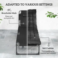 Outsunny Folding Chaise Lounge Chair Outdoor Tanning Chair Set of 2 with 5-Position Backrest, Cushions, Side Pocket, Black(m-5)