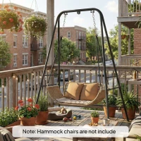 Outsunny Hammock Chair Stand  Indoor and Outdoor Use with Anti-Slip Foot Pads, 2 Carabiners, Black(m-9)