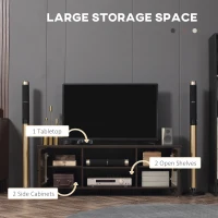 HOMCOM Fireplace TV Stand for TVs up to 60 inches, Wood TV Cabinet w/ Storage Doors or Living Room, Office, Coffee(m-5)