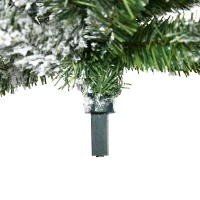HOMCOM 9' Tall Unlit Snow Flocked Pine Artificial Christmas Tree with Realistic Branches, Green(m-9)