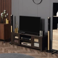 HOMCOM Fireplace TV Stand for TVs up to 60 inches, Wood TV Cabinet w/ Storage Doors or Living Room, Office, Coffee(m-1)