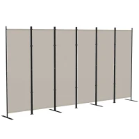 HOMCOM 6 Panel Room Divider, 6 Ft Folding Privacy Screen, Portable Freestanding Partition Wall Divider, Beige(m-11)