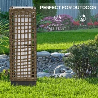 Outsunny Wicker Solar Outdoor Lamp, Decorative Floor Lamp with Auto On/Off LED Lights, IP44 for Patio, Porch, Pathway, Sand(m-7)