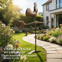 Outsunny Metal Rooster Weathervane, Roof Mount Wind Direction Indicator, Outdoor Weather Vanes(m-4)