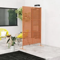 Outsunny Decorative Outdoor Privacy Panel, Freestanding Metal Outdoor Divider with Stand for Garden, Backyard, Deck, Pool, Brown(m-7)