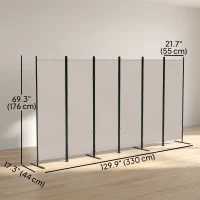 HOMCOM 6 Panel Room Divider, 6 Ft Folding Privacy Screen, Portable Freestanding Partition Wall Divider, Beige(m-3)