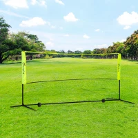 Soozier 10ft Badminton Net, Height Adjustable Outdoor Sports Net with Carry Bag, for Tennis, Pickleball and Volleyball, Yellow(m-1)