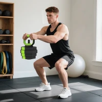 Soozier 6-in-1 Adjustable Dumbbell Set, Used as Kettlebell, Barbell, Dumbbell, Push-Up Stand, 66lbs Free Weights Set, Green(m-10)