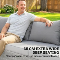 Outsunny 7 Piece Patio Furniture Set, L-Shaped Wicker Outdoor Sectional Sofa with Faux Wood Coffee Table, Cushions, Light Grey(m-4)