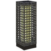 Outsunny Wicker Solar Outdoor Lamp, Decorative Floor Lamp with Auto On/Off LED Lights, IP44 for Patio, Porch, Pathway, Grey(m-11)