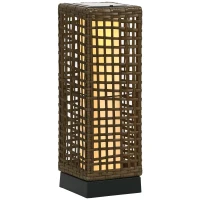 Outsunny Wicker Solar Outdoor Lamp, Decorative Floor Lamp with Auto On/Off LED Lights, IP44 for Patio, Porch, Pathway, Sand(m-11)