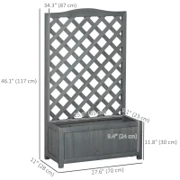 Outsunny Wood Planter with Trellis for Vine Climbing, Raised Garden Bed to Grow Vegetables for Backyard, 28" x 11" x 46", Grey(m-3)