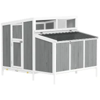 PawHut Chicken Coop, Wooden Chicken House for 4-6 Hens, Outdoor Hen House with Nesting Box, Pull-Out Tray and Weatherproof Roof(m-11)