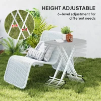 Outsunny Portable Patio Side Table, Height Adjustable Outdoor Side Table, Folding Balcony Table with Metal Frame, Dark Grey(m-5)