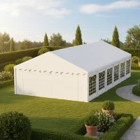 Outsunny 20' x 40' Party Tent, Outdoor Canopy Tent with Removable Sidewalls, 12 Windows for Parties, Wedding, Events, BBQ, White(m-12)