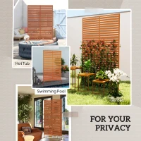 Outsunny Decorative Outdoor Privacy Panel, Freestanding Metal Outdoor Divider with Stand for Garden, Backyard, Deck, Pool, Brown(m-6)