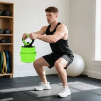 Soozier 66lbs 4-in-1 Adjustable Weight Dumbbell Set, Barbell, Kettlebell, Push Up Stand, Green(m-10)