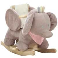 Qaba Baby Rocking Horse with Seat, Kids Ride On Toy with Realistic Elephant Sound and Safety Belt for 18 to 36 Months, Pink(m-11)