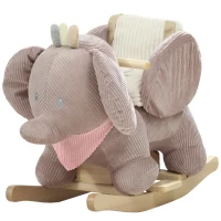 Qaba Baby Rocking Horse with Seat, Kids Ride On Toy with Realistic Elephant Sound and Safety Belt for 18 to 36 Months, Pink(m-1)